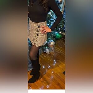 Zara Snake Print Skirt with Black Buttons size medium